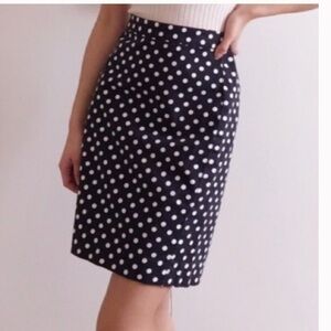 New J. Crew Navy polka dot pencil skirt 10 Petite